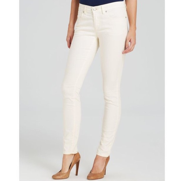 Eileen Fisher skinny jeans ecru organic cotton, 2 - Picture 1 of 8